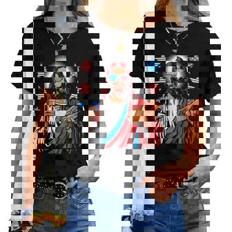 Jesus Christian Patriotic American Hotdog 4Th Of July For Women Women T-shirt | Mazezy