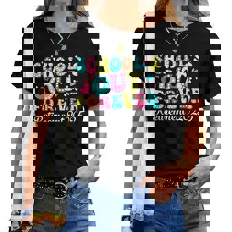 Groovy School's Out Forever Retirement 2025 Retired Teacher Women T-shirt | Mazezy