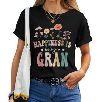 Happiness Is Being A Gran Floral Gran Mother's Day Women T-shirt - Thegiftio UK