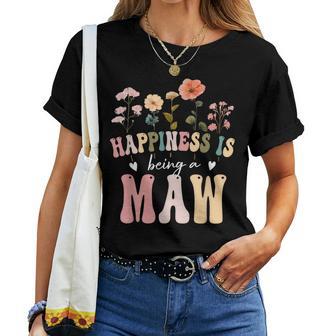 Happiness Is Being A Maw Floral Maw Mother's Day Women T-shirt - Thegiftio UK