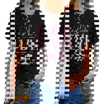 Hello Eleven Est 2014 Pink Coquette Happy 11Th Birthday Girl Women T-shirt | Mazezy