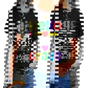 Hello First Grade Back Tochool 1St Day Of 1St Grade レディースTシャツ - Kawaiitshirt