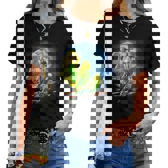 Howling At The Moon シャツ インコシャツ インコ セキセイインコ レディースTシャツ - Kawaiitshirt