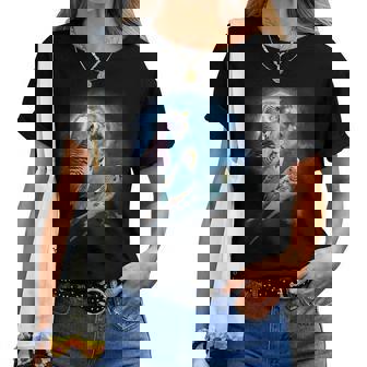 Howling At The Moon シャツ インコシャツ ファニーセキセイインコシャツ レディースTシャツ - Kawaiitshirt