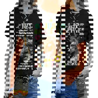Just Really Like Horses グルーヴィーな乗馬 乗馬 レディースTシャツ - Kawaiitshirt