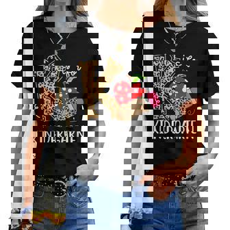 K Is For Kindergarten Teacher Leopard Back To School Kinder Women T-shirt | Mazezy