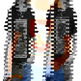 Kawaii Anime Cat Ramen Japanese Graphic Ns Women T-shirt | Mazezy