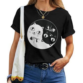 Kawaii Chat Ying Yang Amoureux Drôle De Chat Mignon T-shirt femme - Cadeauxyz