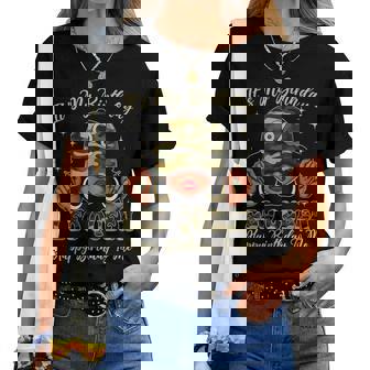 Leo Queen Black Woman With Cap Camo It's My Birthday Women T-shirt | Mazezy
