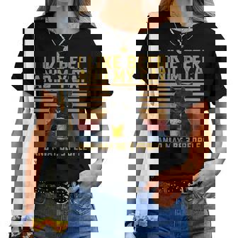 I Like Beer My Cat And Maybe 3人 猫好き ギフト レディースTシャツ - Kawaiitshirt