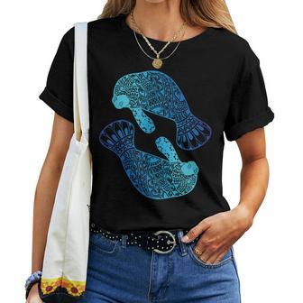 Lindo Zen Manatí Mandala Marine Wildlife Oceonic Blue Camiseta de mujer - Regaloses