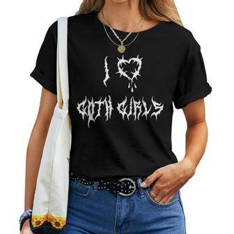 I Love Goth Girls Grungy Emo Alt Darktyle Graphic Punk Camiseta de mujer - Regaloses