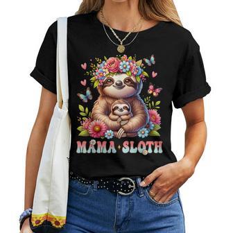 Mama Sloth Mother's Day Matching Floral Mommy Mom Women T-shirt - Thegiftio UK