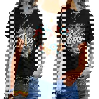 Mema Floral Heart Flower Mother's Day Vintage Retro Women T-shirt | Mazezy