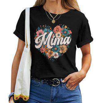 Mima Floral Heart Flower Mother's Day Vintage Retro Women T-shirt - Thegiftio UK