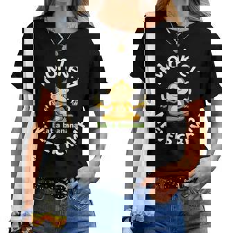 Monkey Never Cramp Eat A Banana レディースTシャツ - Kawaiitshirt