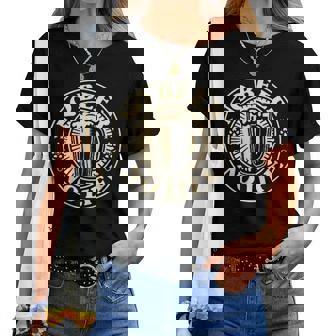 No Beer No Life ヴィンテージ飲酒 ビール愛好家向け 左胸 レディースTシャツ - Kawaiitshirt