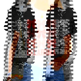 Oklahoma Ok Toddler Girls Coquette Bow State Pride Women T-shirt | Mazezy