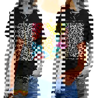 Patrón De Estampado Animal Para Es Y Niñas Estampado De Leopardo Colorido Camiseta de mujer - Regaloses