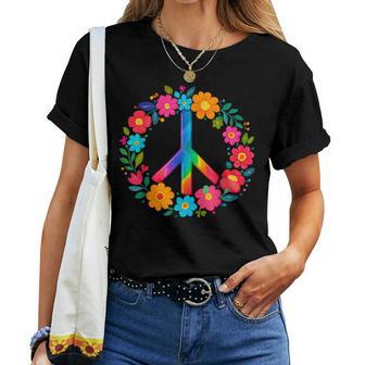 Peace Love Flower Power Retro Hippie Kostüm Tie Dye 60Er 70Er Jahre T-shirt Frauen - Geschenkecke