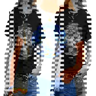 Pingouin Amusant Detylean Gogh Nuit Étoilée T-shirt femme - Cadeauxyz