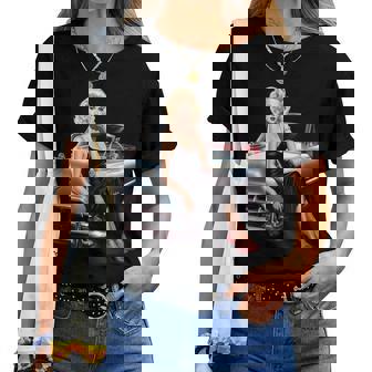 Pinup Girl ビンテージクラシックカー ホットロッド ロカビリー レディースTシャツ - Kawaiitshirt