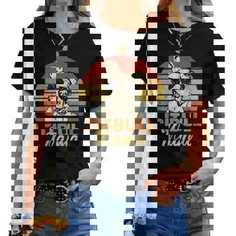 Pittie Mama Pitbull Dog Mom Vintage Women T-shirt | Mazezy