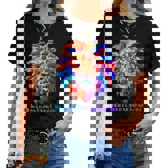 Rainbow Lion レインボー ライオン かっこいい おしゃれ レディースTシャツ - Kawaiitshirt
