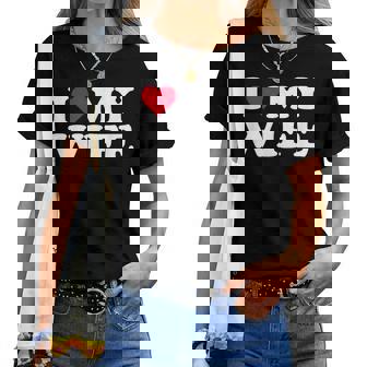 Red Heart I Love My Wife レディースTシャツ - Kawaiitshirt