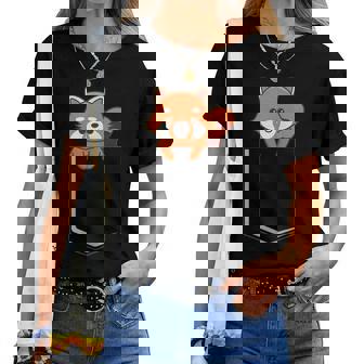 Red Panda In A Bag Cute Love レッドパンダバッグ レディースTシャツ - Kawaiitshirt