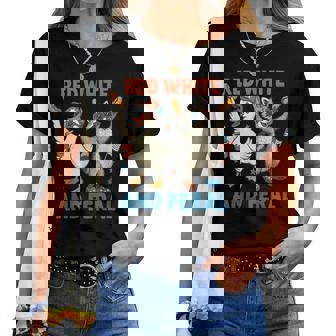 Red White And Feral Raccoon 4Th Of July Boys Girls Women T-shirt | Mazezy