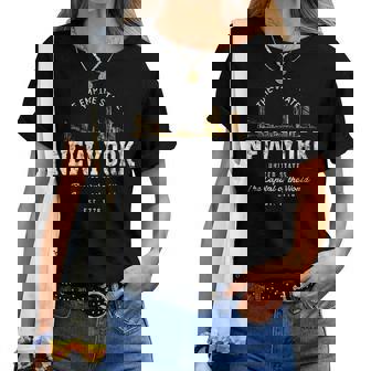 Retro Estados Unidos Nueva Yorkintage Cuello Camiseta de mujer - Regaloses