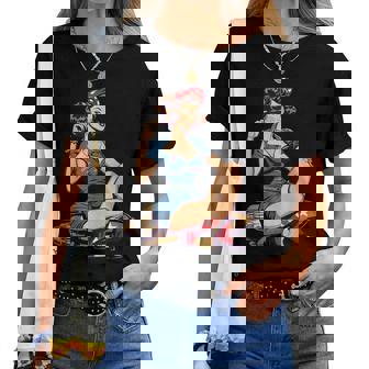 Retro Patriotic Pin-Upintage Usa Flag American Beauty Girl レディースTシャツ - Kawaiitshirt