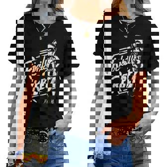 Rockabilly Rebel Pin-Up Girl In Dress Graphic レディースTシャツ - Kawaiitshirt