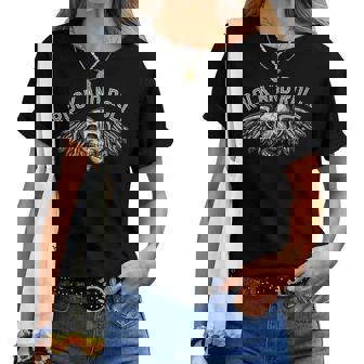 Snirt Rock And Roll Flyingkull Intagekirt Neck Camiseta de mujer - Regaloses