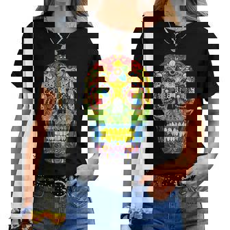 Sugarkull Lgbt Gay Pride Rainbow Flag Day Of The Dead レディースTシャツ - Kawaiitshirt