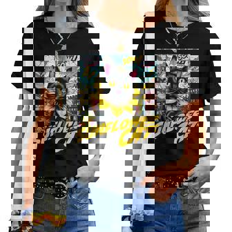 Sunflower Cat 黒猫 ひまわり 向日葵 アメコミ ネタアイテム レディースTシャツ - Kawaiitshirt