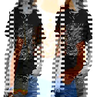 Symbole D'oiseau Phénix Cool Dans Un Style Ethnique De Noël T-shirt femme - Cadeauxyz