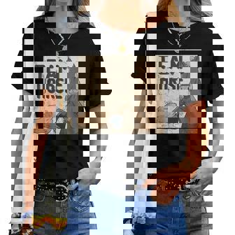 Team Horse 面白い馬のデザイン レディースTシャツ - Kawaiitshirt