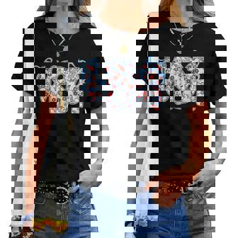 Usa Wildflower Coquette Bow American Patriotic 4Th Of July Women T-shirt | Mazezy