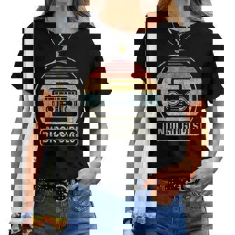 Vintage Cassette Tape Indigo Rock Girls Music Retro Sunset Women T-shirt | Mazezy