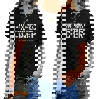 Will Weld For Beer 溶接シャツ レディースTシャツ - Kawaiitshirt