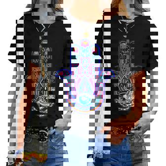 Ymbole Mauvais Œil Bleu De Hamsa Ornement Graphique T-shirt femme - Cadeauxyz