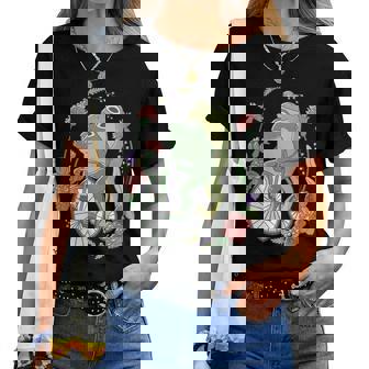 かわいい カエル 自転車 花 カワイイ 美的 気まぐれなロマンチック レディースTシャツ - Kawaiitshirt