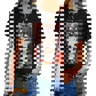 かわいい 可愛い 女の子 若い 美人 イラスト 日本 きれい 赤い服 レディースTシャツ - Kawaiitshirt