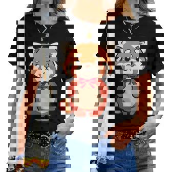 かわいいレッサーパンダ蝶ネクタイ かわいい動物園 日帰り旅行 男の子 女の子 キッズ レディースTシャツ - Kawaiitshirt