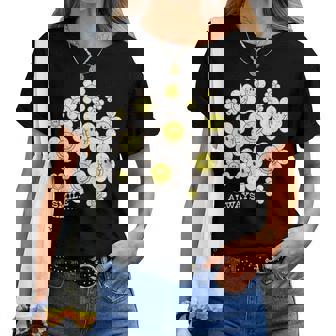 イエロー スマイル 顔 花mile Always キッズ 幼児 女の子 レディースTシャツ - Kawaiitshirt