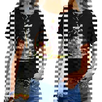 イースターデー 猫 バニー 耳 卵 イースター ウサギ 男性 女性 キッズ レディースTシャツ - Kawaiitshirt