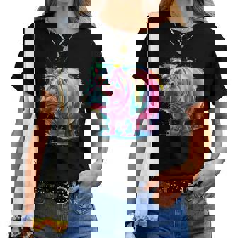 カバ 男性 女性 カラフル 水彩 カバ レディースTシャツ - Kawaiitshirt