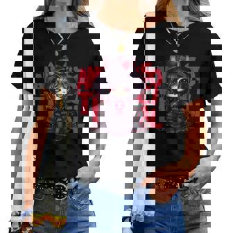 カワイイ アニメ ゴシック 猫 女の子 ちび 反社会的 メンヘラ グランジ レディースTシャツ - Kawaiitshirt